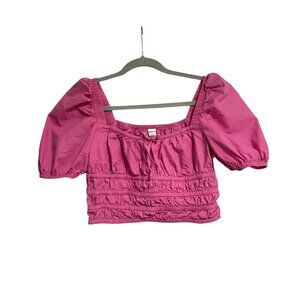 ARITZIA Sunday Best Pink Martine Poplin Puff-Sleeve Top Size S